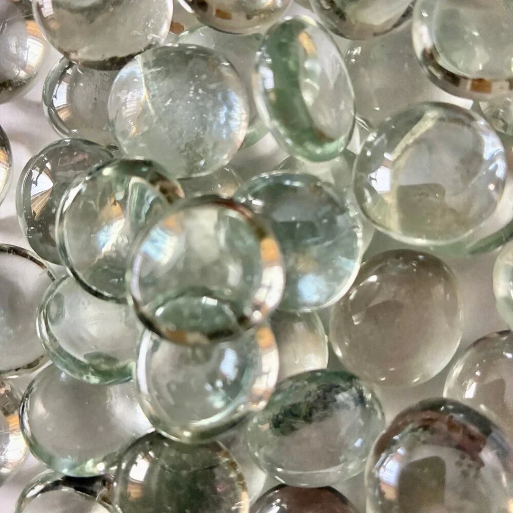 Clear Glass Round Pebbles for Mosaics, Crafts, or Home Decor